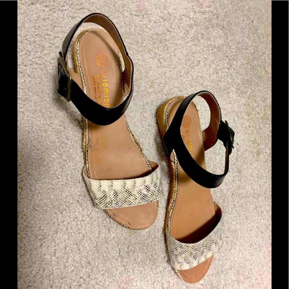 Black and white sandals